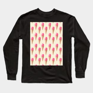 Strawberry Ice Cream Pattern - Cream Long Sleeve T-Shirt